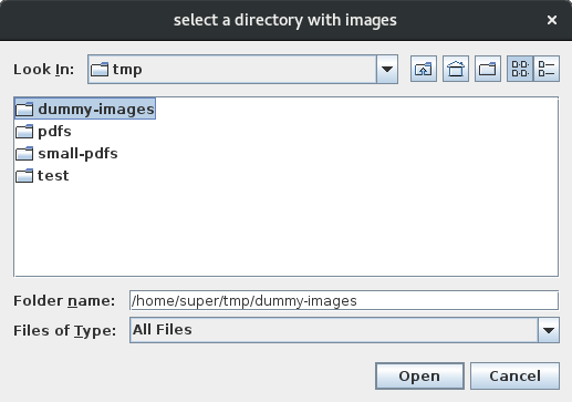 Select image directory dialog.