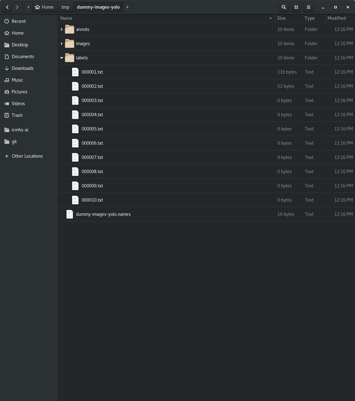 The exported labels.